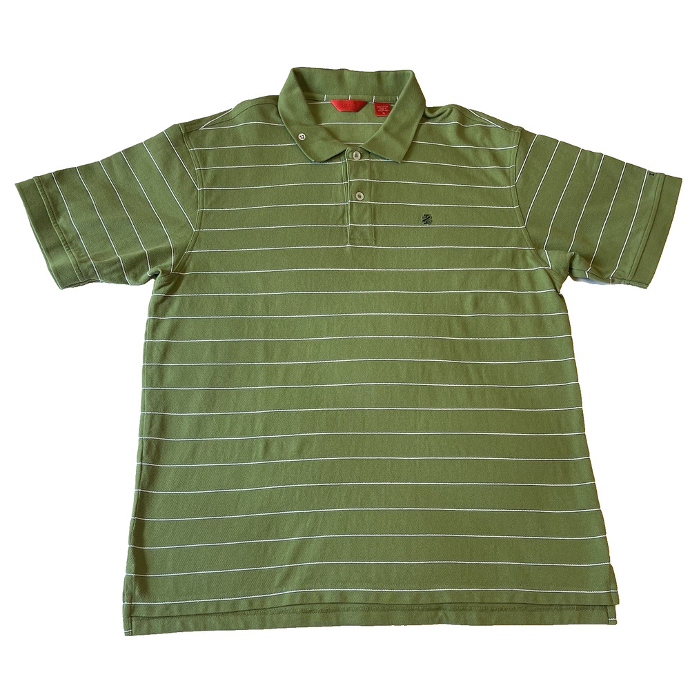 Izod Golf Men's Large Ocean Green Stripes Polo Shirt